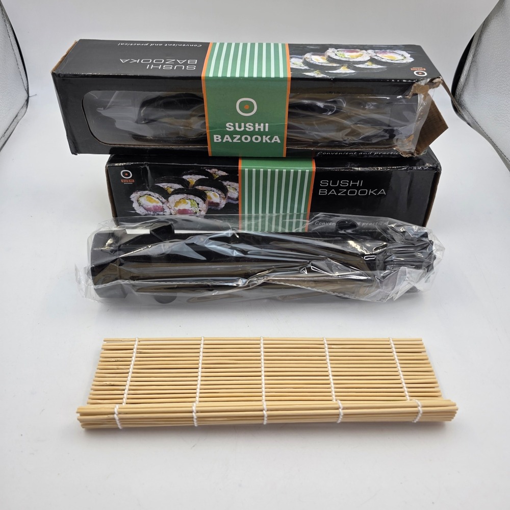 Sushi Bazooka DIY Sushi Maker Roller Kit with Bamboo Rolling Mat Black N4.